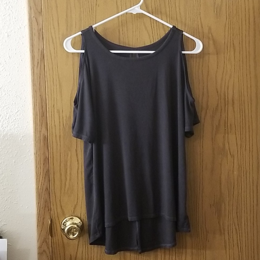 Dark Gray Cold Shoulder Top